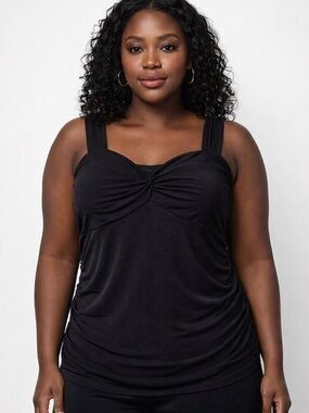 Beautiful Black Twisted Bust Wide-Strapping Top for sale!